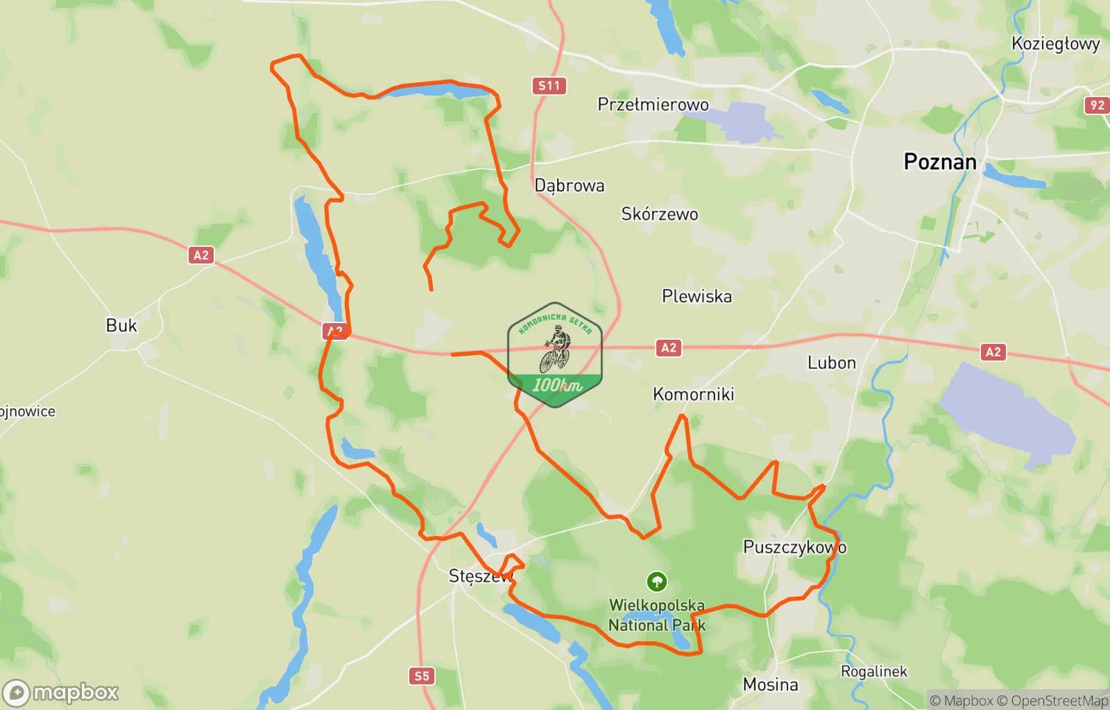 Mapa trasy: Komornicka 100 #2