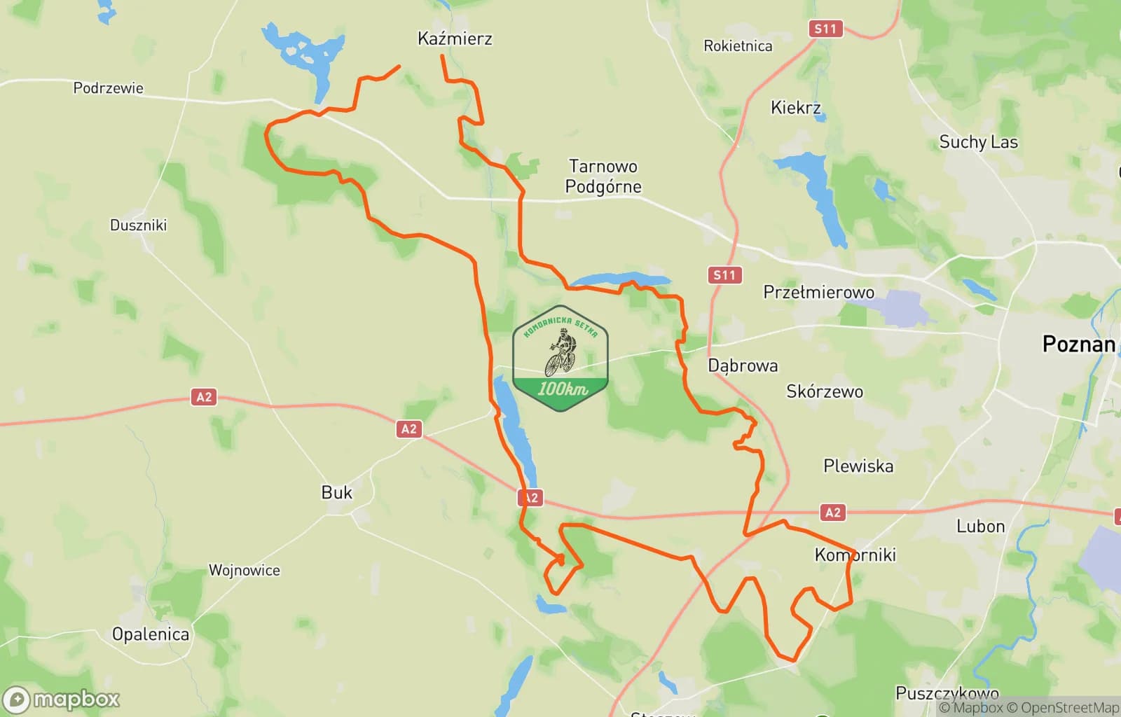 Mapa trasy: Komornicka100