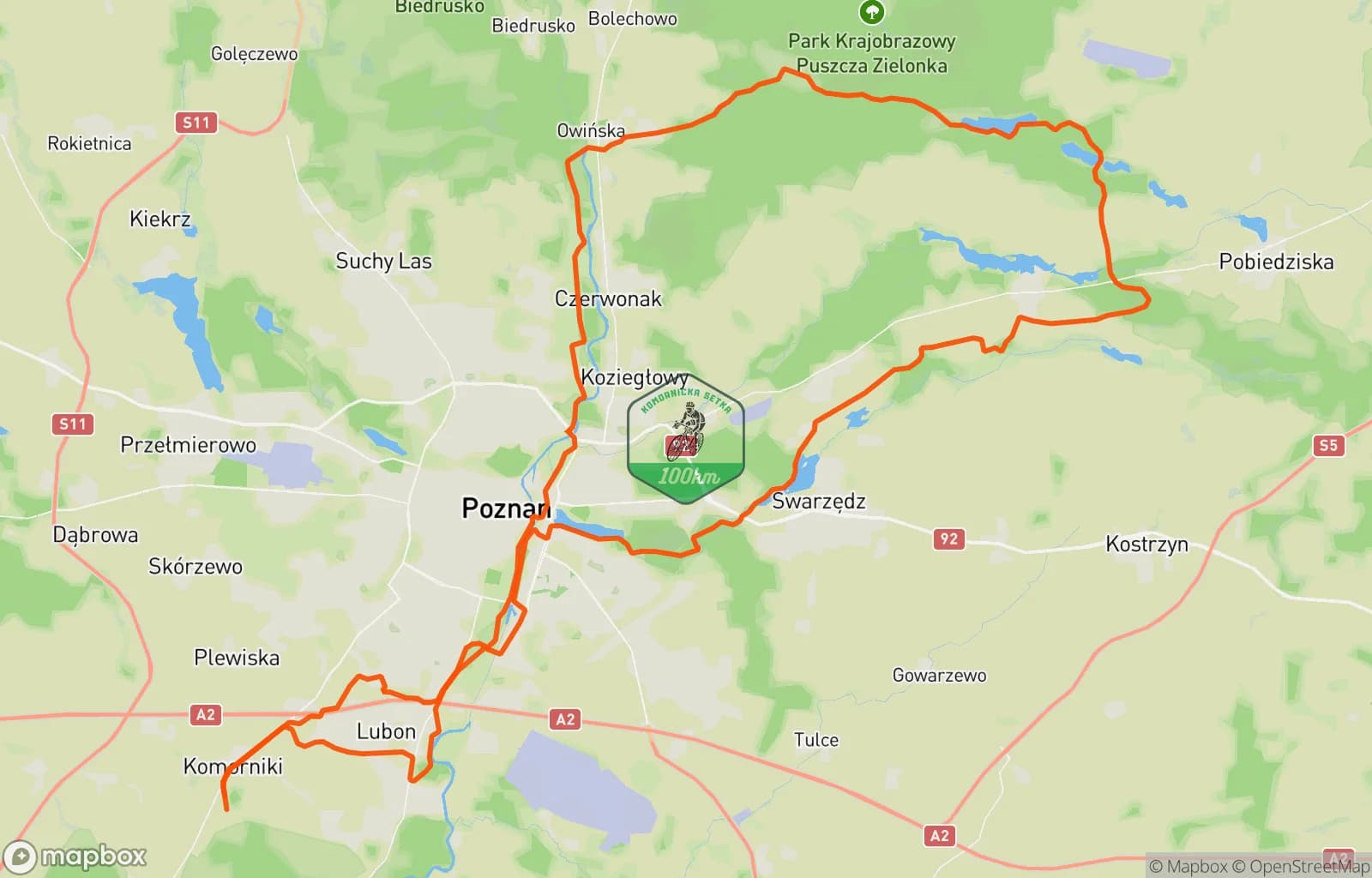 Mapa trasy: Komornicka setka, golf. Fajna trasa