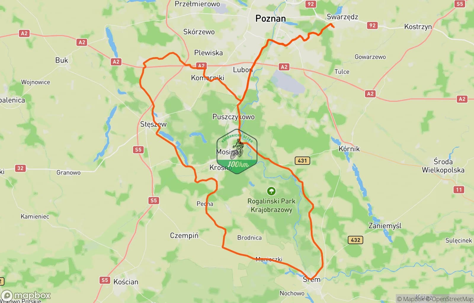 Mapa trasy: Komornicka 100-Szosa-Courchevel
