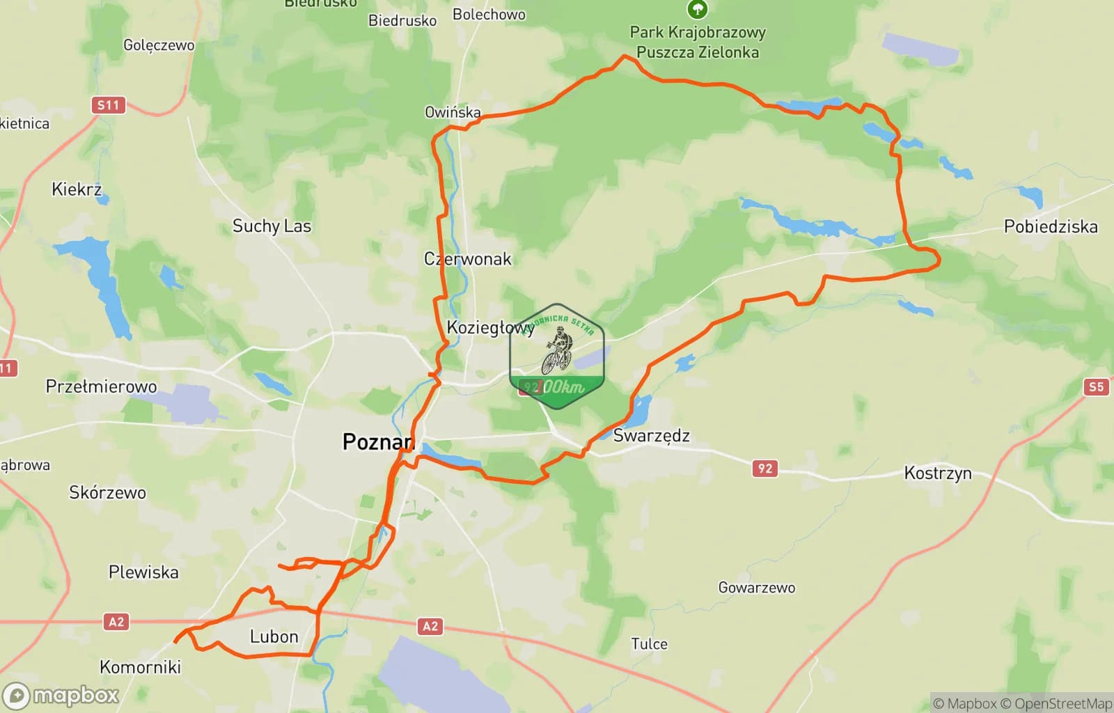 Mapa trasy: Komornicka 100 vol.1 Nowy sezon