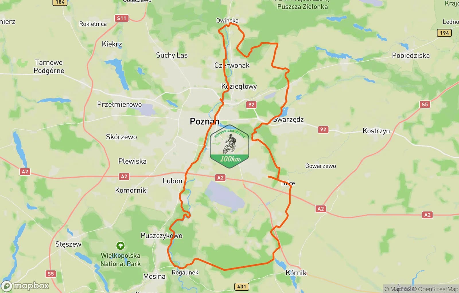 Mapa trasy: Popołudniowa jazda na rowerze gravelowym