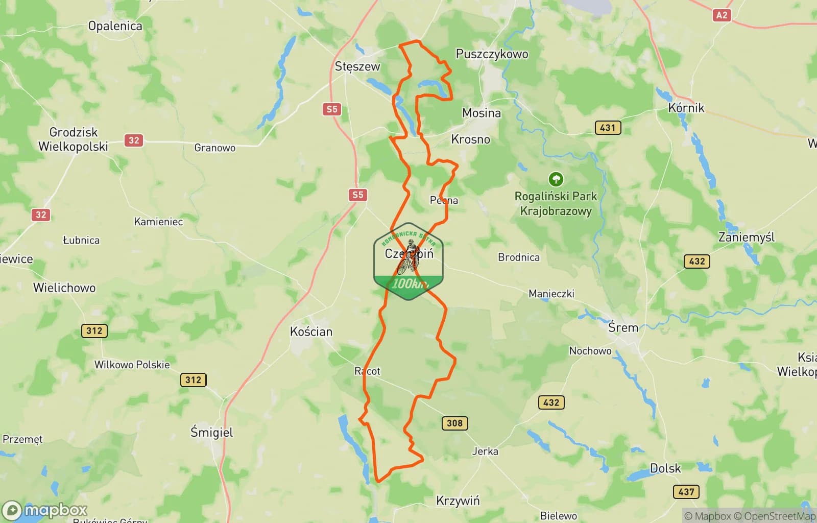Mapa trasy: Komornicka 💯🚴 trasa foxtrot