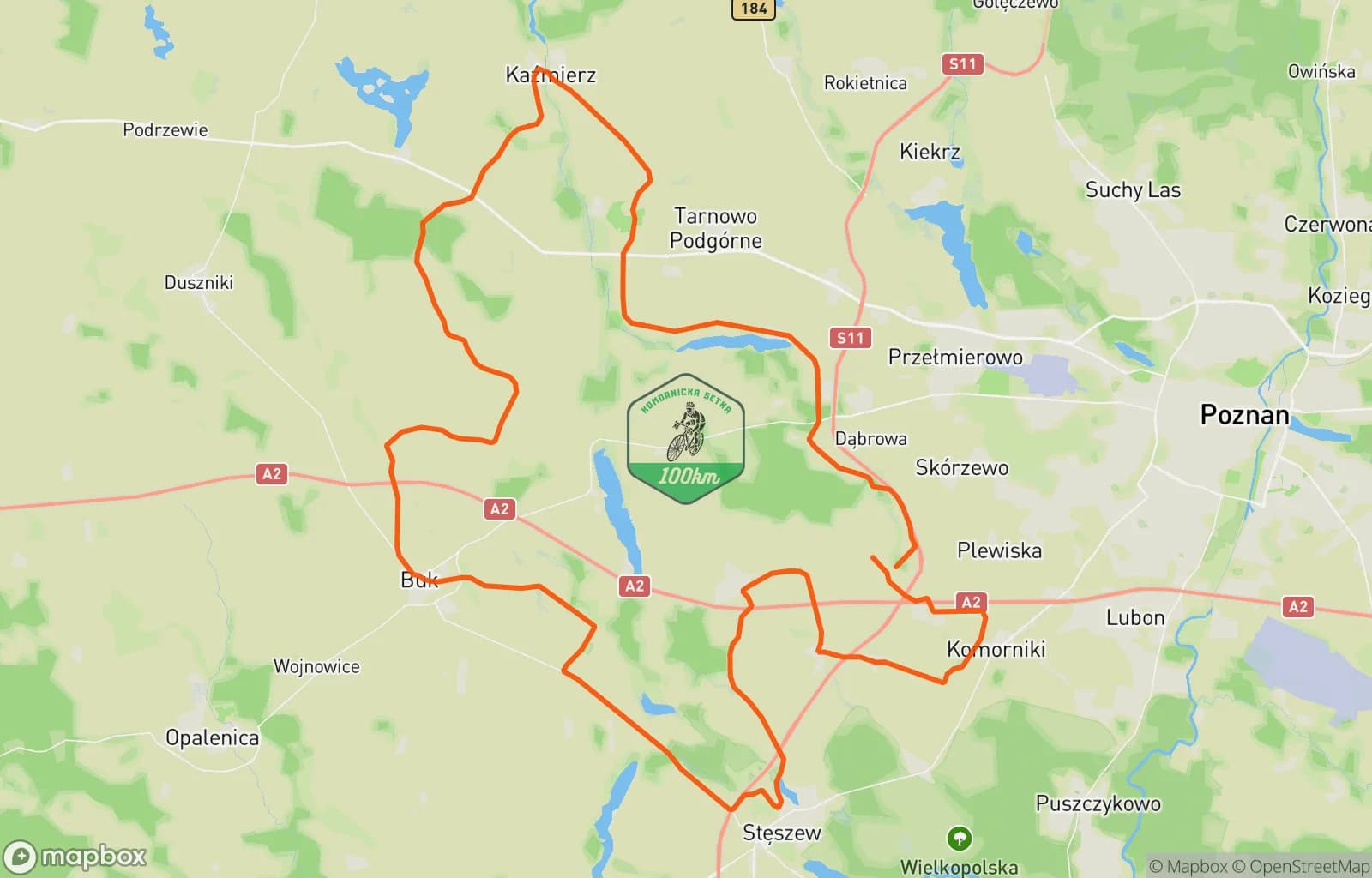 Mapa trasy: Komornicka 100 Aprica Rev