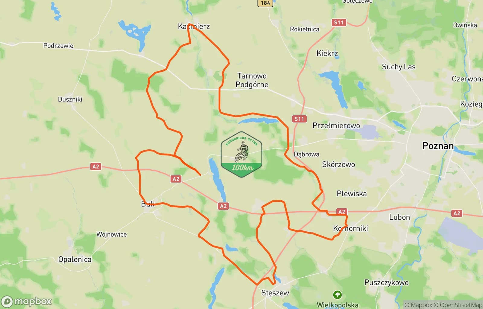 Mapa trasy: Komornicka 100. Aprica