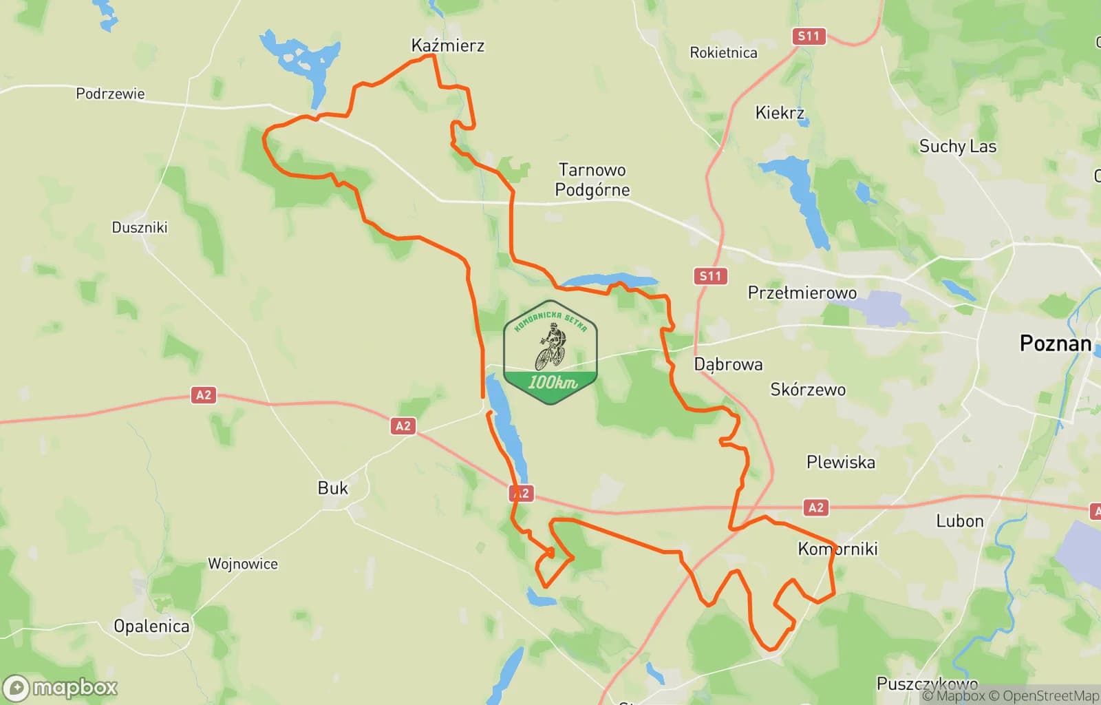 Mapa trasy: Komornicka 100_tka... odcinek...walczący z pokrzywami:(