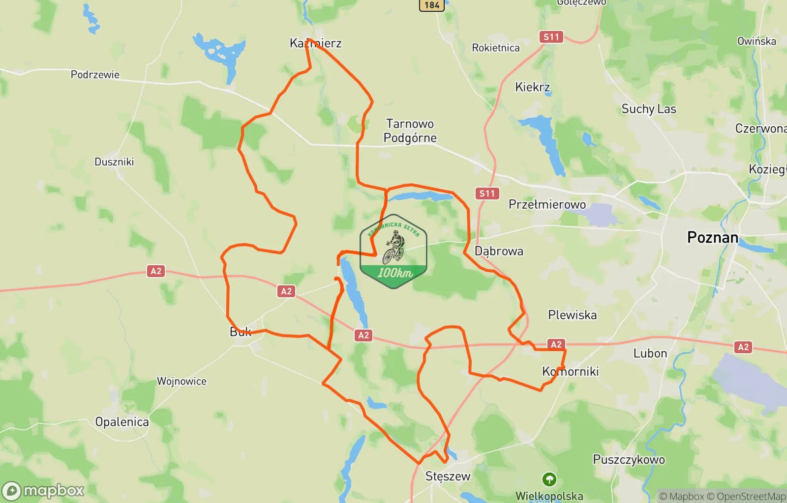 Mapa trasy: Komornicka 100. Aprica