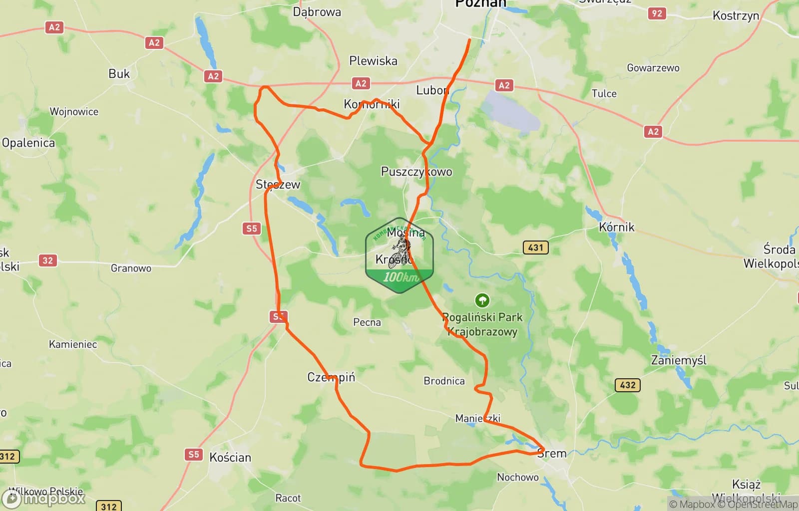 Mapa trasy: Komornicka 100 Blockhaus
