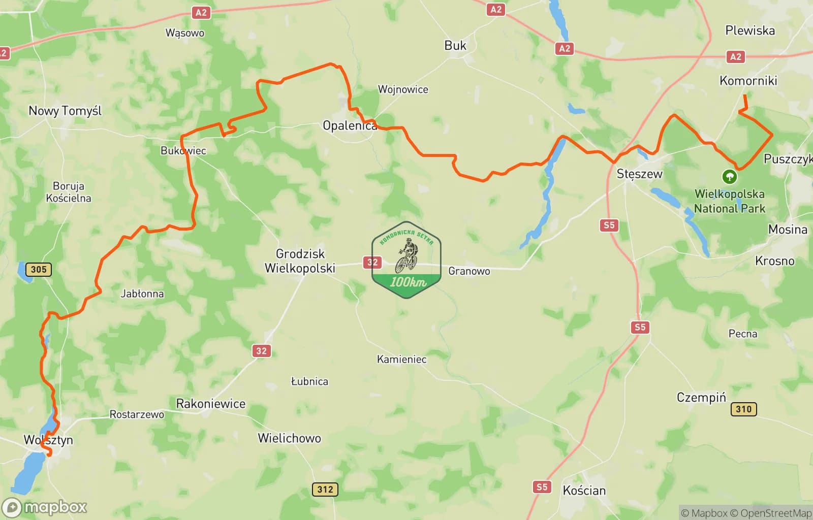 Mapa trasy: #komornicka100 - Juliett - wersja pod wiatr w ryj 🤷🏻