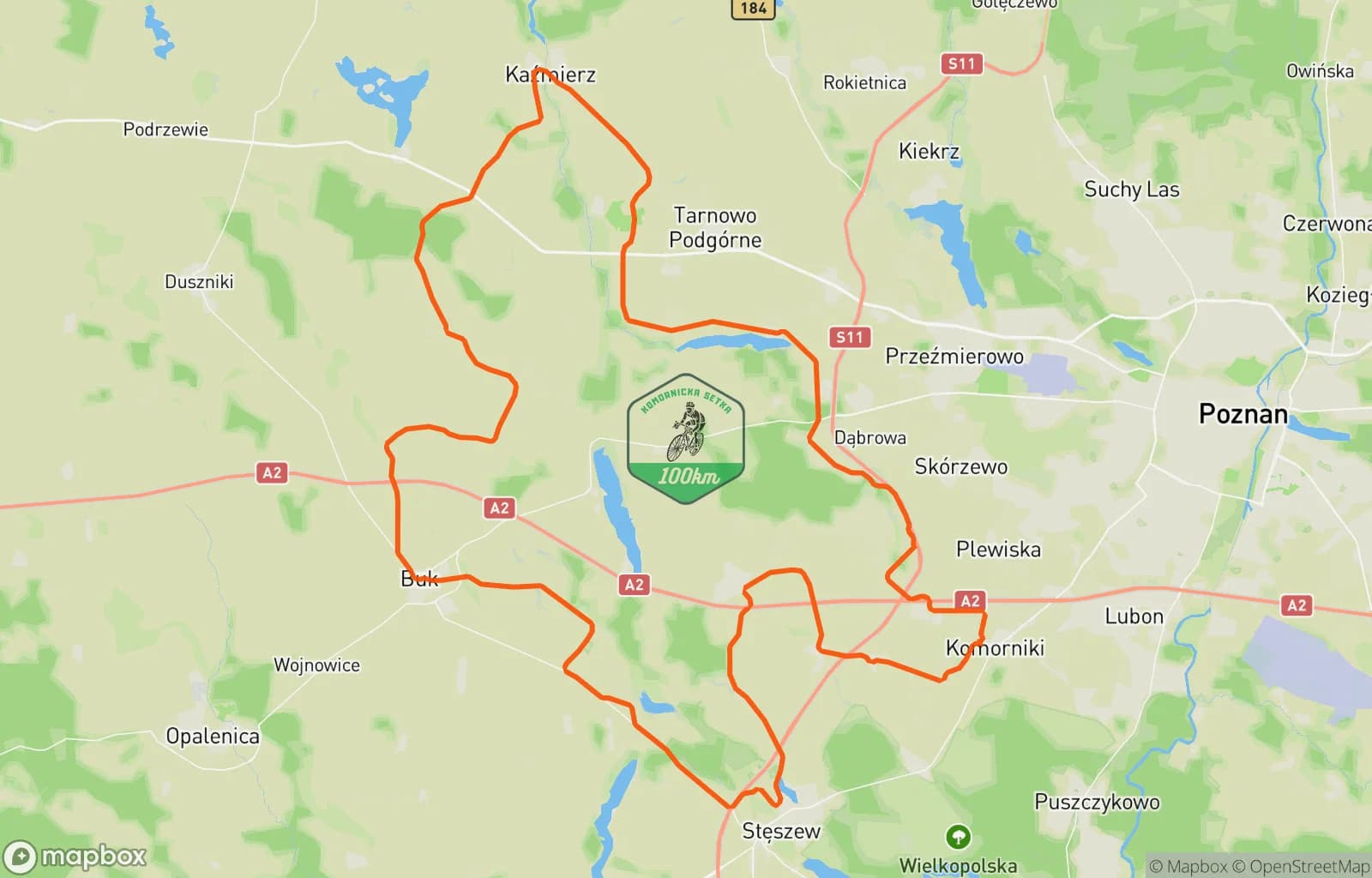 Mapa trasy: Komornicka100 Aprica Szosa 5 🍂