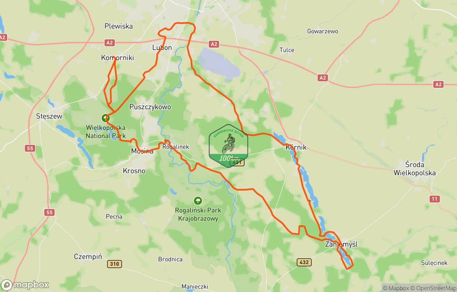 Mapa trasy: Komornicka 💯 trasa Hotel