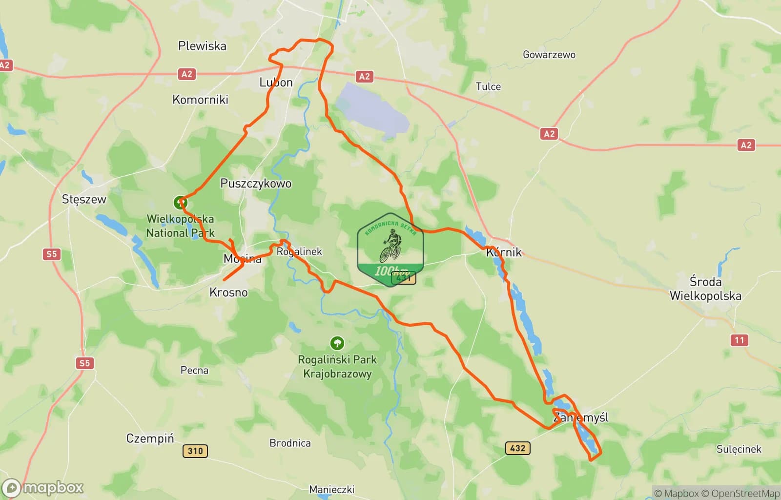Mapa trasy: Komornicka 💯 HOTEL #51