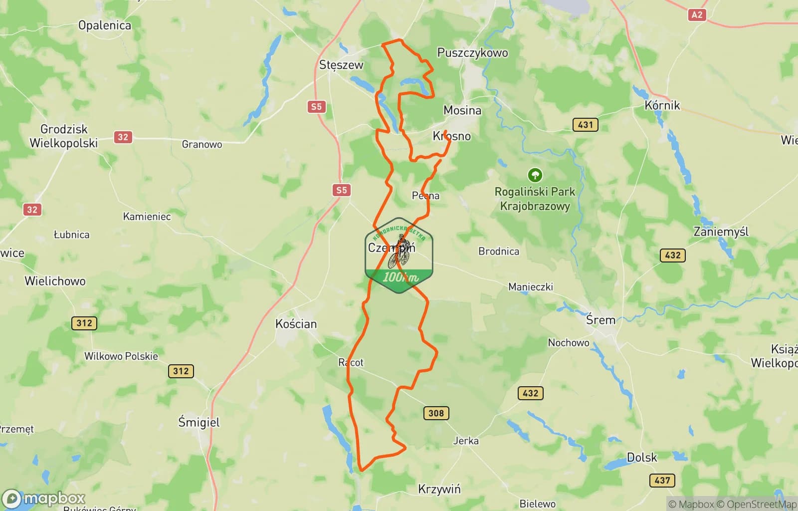 Mapa trasy: Komornicka 100 FOXTROT