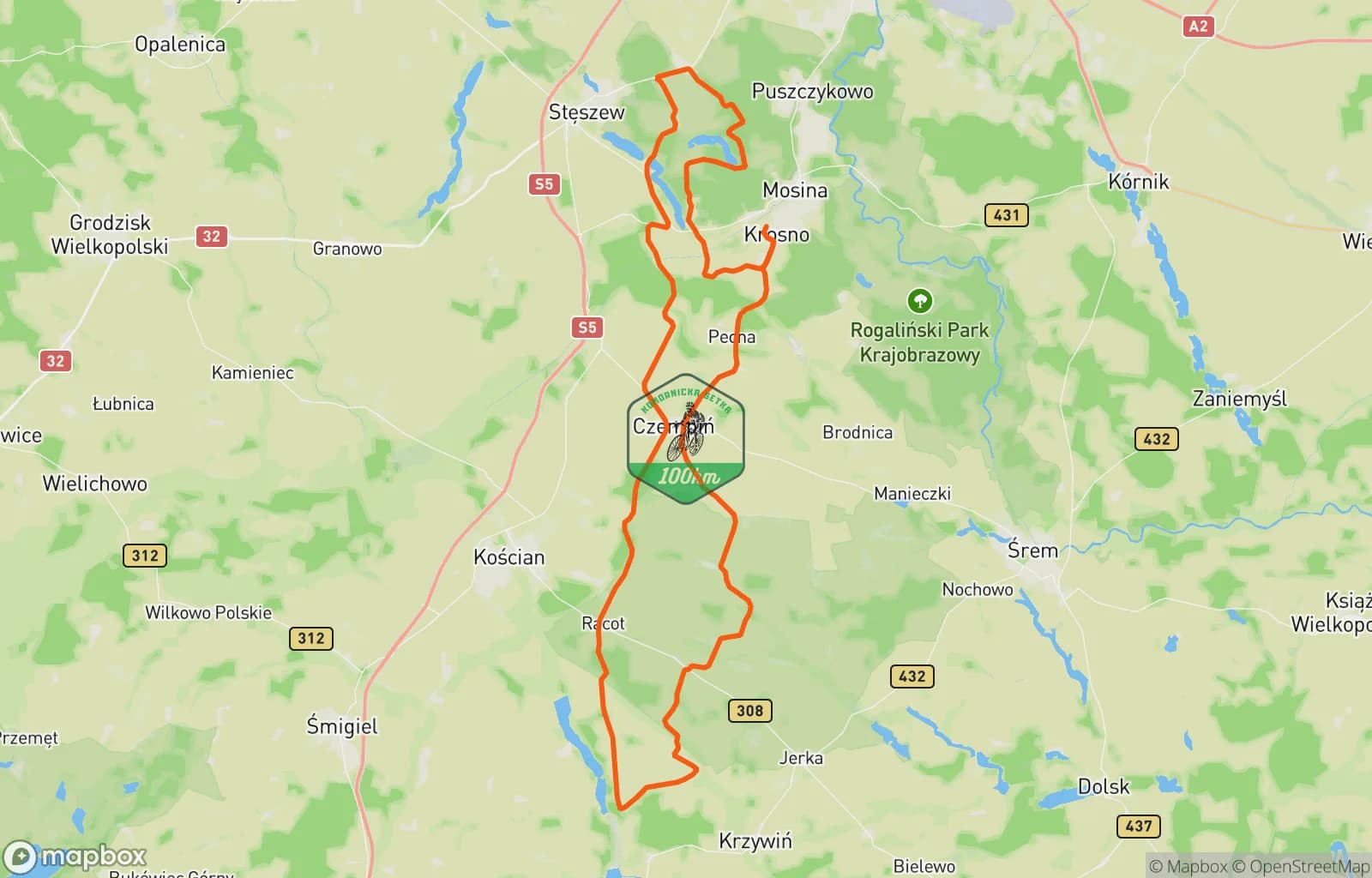 Mapa trasy: Komornicka 100 FOXTROT