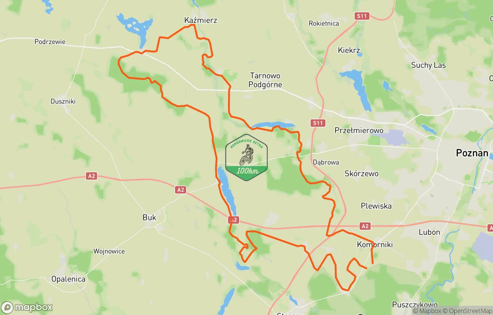 Mapa trasy: Komornicka 100 💯💯💯 trasa CHARLIE