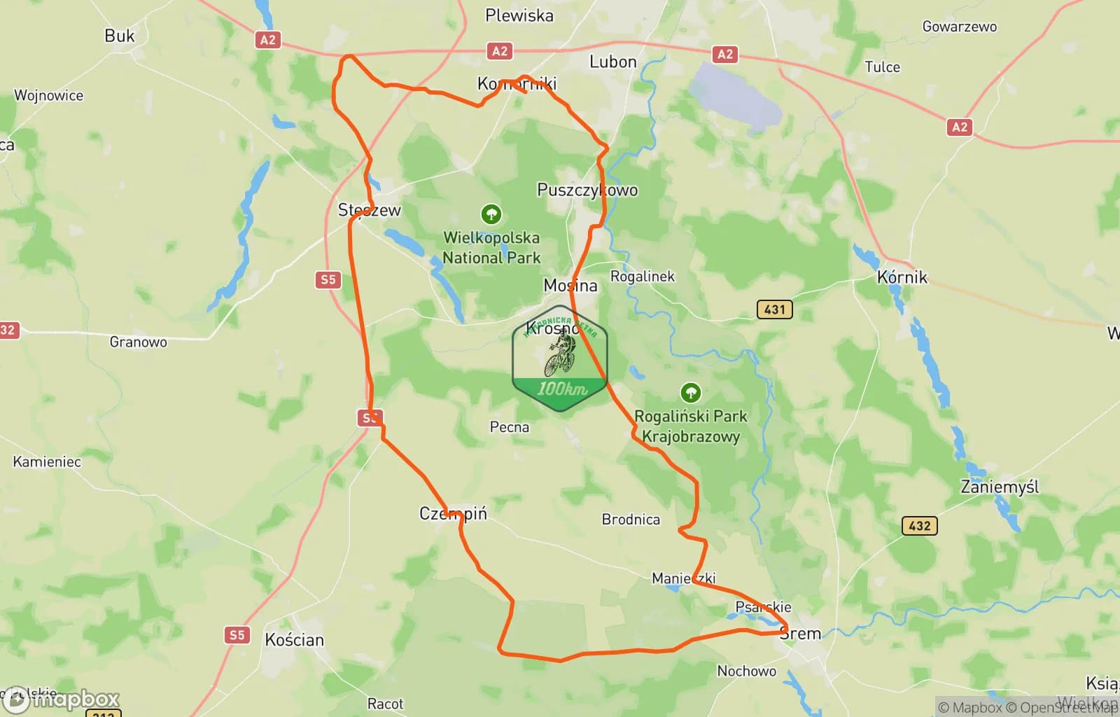 Mapa trasy: Popołudniowa jazda na rowerze
