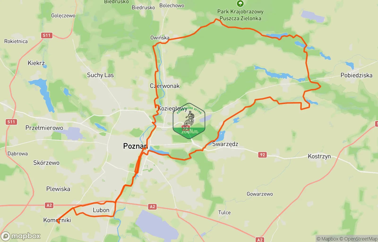 Mapa trasy: Komornicka 💯 "Golf"