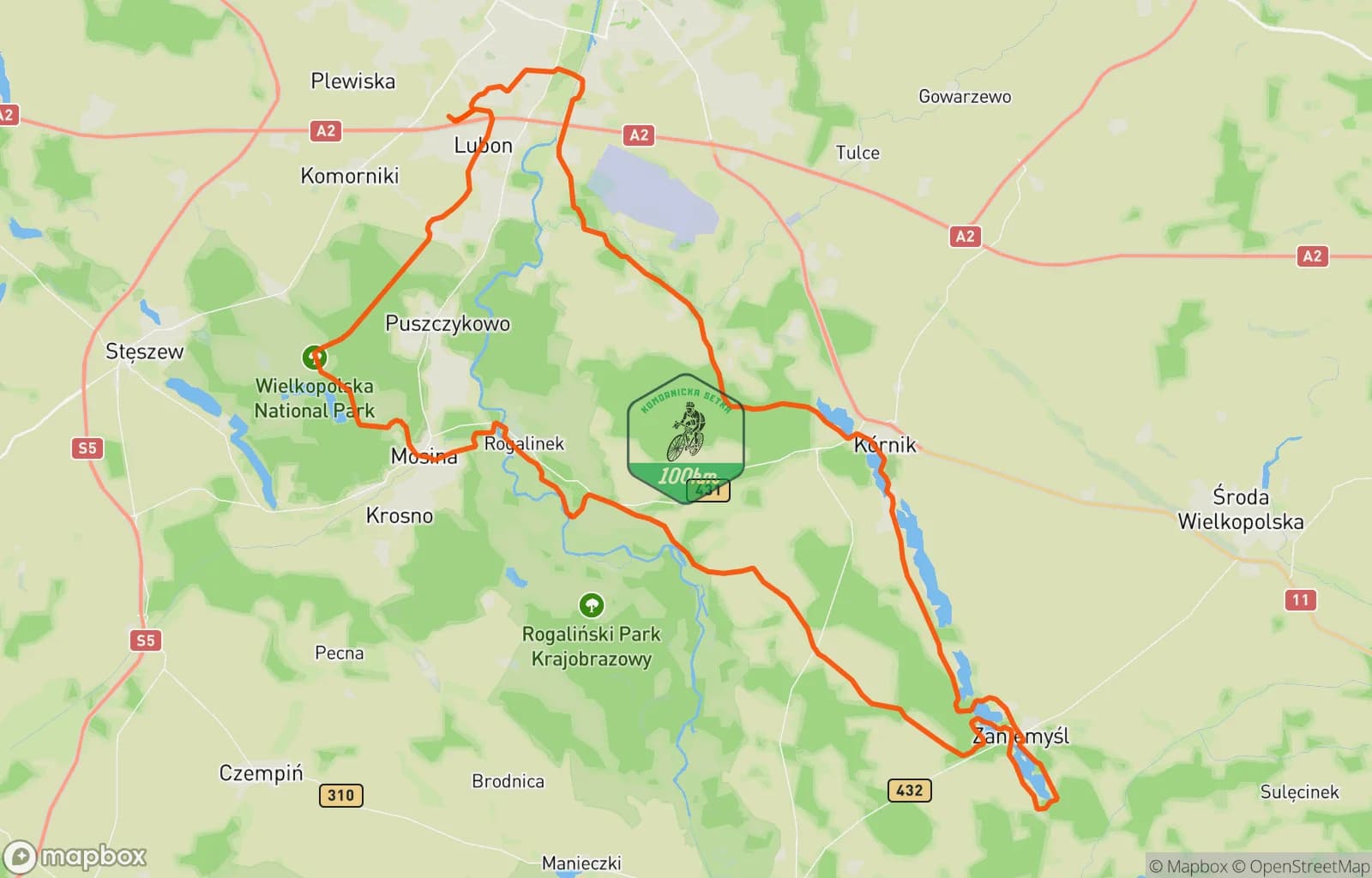 Mapa trasy: Komornicka100 Hotel Gravel 4